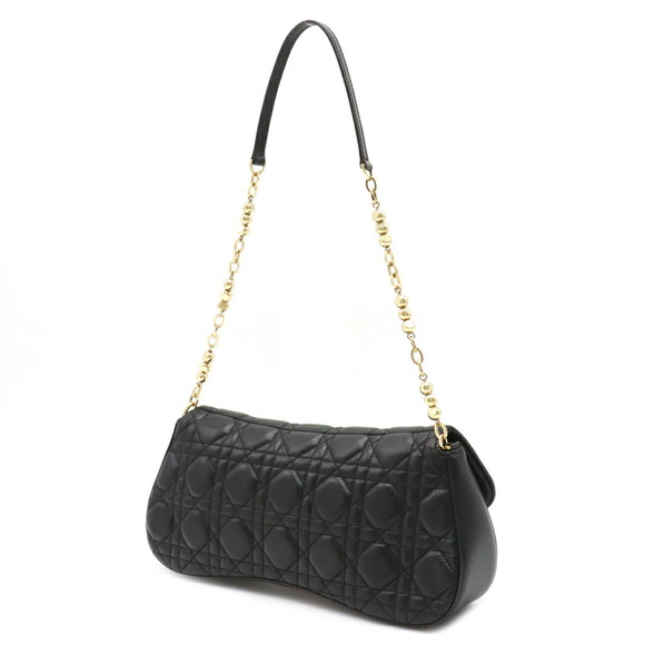 Dior Bag Cannage  Lady Shoulder Chain Leather Black Christian - Picture 1 of 9